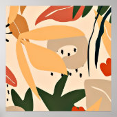 Beige esthetisch tropisch patroon poster (Voorkant)