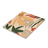 Beige esthetisch tropisch patroon tegeltje (Zijkant)