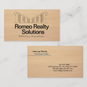 Beige Esthetisch Zwart Minimalistisch Vastgoed Visitekaartje (Voorkant / Achterkant)