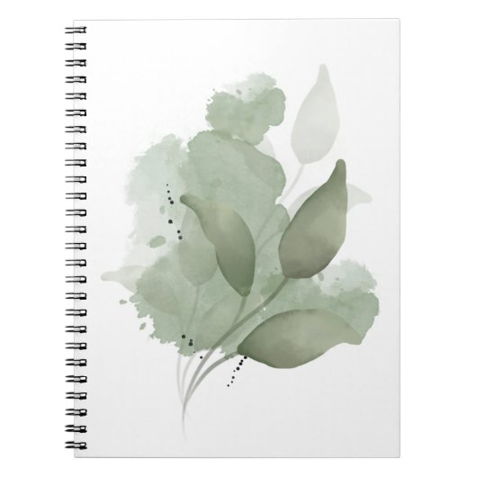 Beige Esthetische Abstracte Botanische Kunstspiraa Notitieboek (Voorkant)
