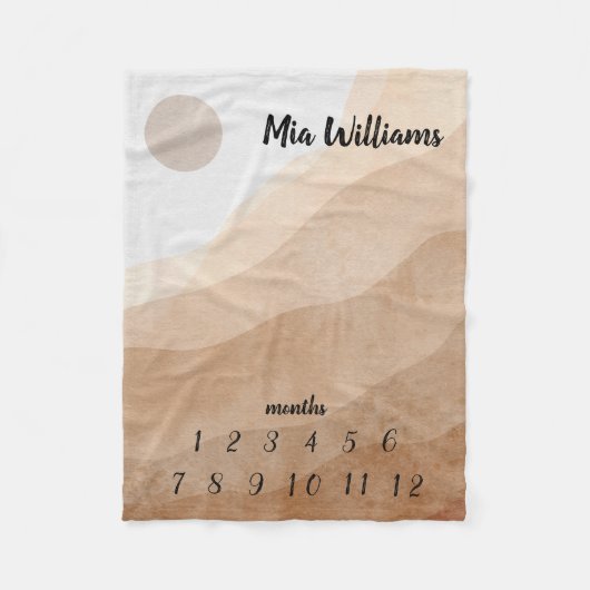 Beige esthetische Baby Maandelijkse mijlpaal Fleece Deken (Voorkant)