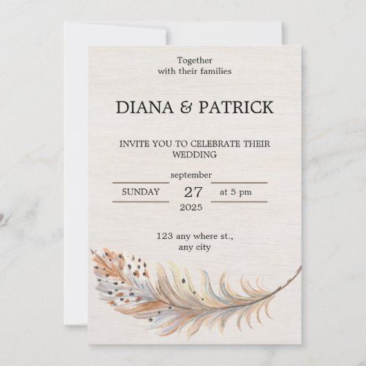 Beige esthetische huwelijksuitnodiging kaart (Voorkant)