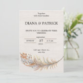 Beige esthetische huwelijksuitnodiging kaart (Staand voorkant)