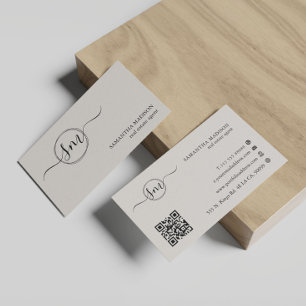Beige Esthetische Moderne Kalligrafie Vastgoed Visitekaartje