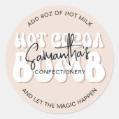 Beige Esthetische Retro Hot Cacao Bomb Instructies Ronde Sticker (Voorkant)