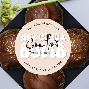 Beige Esthetische Retro Hot Cacao Bomb Instructies Ronde Sticker