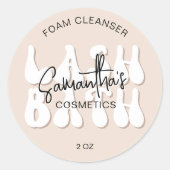 Beige Esthetische Retro Lash Bath Extensions Shamp Ronde Sticker (Voorkant)