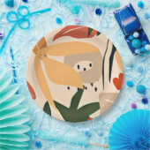 Beige esthetische tropische patroon papieren bordje (Feest)