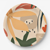 Beige esthetische tropische patroon papieren bordje (Voorkant)