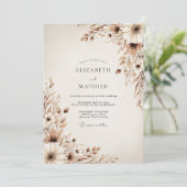 Beige Ethereal Botanical Wedding Kaart (Staand voorkant)