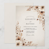 Beige Ethereal Botanical Wedding Kaart (Voorkant / Achterkant)