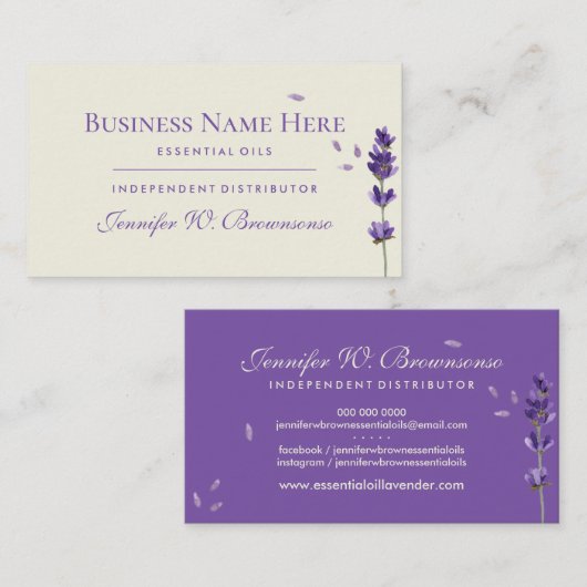 Beige etherische oliën Lavendel Visitekaartje (Voorkant / Achterkant)