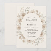 Beige Ethische Romantische Bruiloft Kaart (Voorkant / Achterkant)