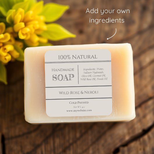 Beige | Etiketten van zeepingrediënten