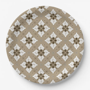 Beige etnische damast batik naadloos patroon papieren bordje