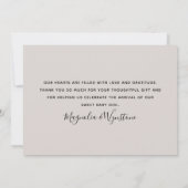 Beige Eucalyptus 3 Foto Baby geboorte Stat Bedankkaart (Achterkant)