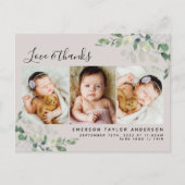 Beige Eucalyptus Foto Baby Hartelijk dank Briefkaart (Voorkant)