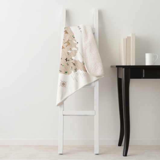 Beige Explore National Park Kaart Woodland Nursery Sherpa Deken (In situ)