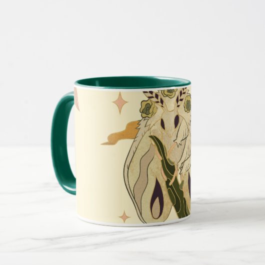 Beige Fae Moth, Mystiek Grafisch Kunstwerk Mok (Voorkant links)