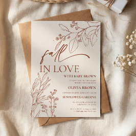 Beige Fall in Love Baby Shower Uitnodiging