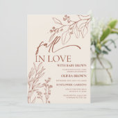 Beige Fall in Love Baby Shower Uitnodiging (Staand voorkant)