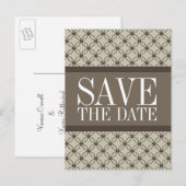 Beige Fancy Lattice Save the Date Briefkaart (Voorkant / Achterkant)
