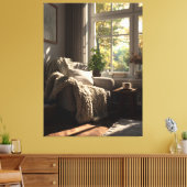 Beige Fauteuil Herfst Hoekje Canvas Afdruk (Insitu (Woonkamer))
