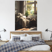 Beige Fauteuil Herfst Hoekje Canvas Afdruk (Insitu (Slaapkamer))