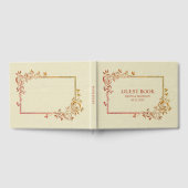 Beige Faux Leather Brown Lijst Gastenboek (Volledig)