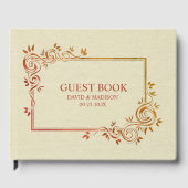 Beige Faux Leather Brown Lijst Gastenboek (Voorkant)