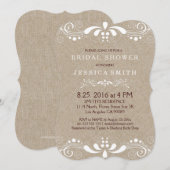 Beige Faux Linen White Swirls Vrijgezellenfeest In Kaart (Voorkant / Achterkant)