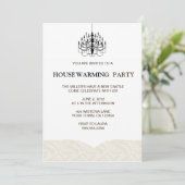 Beige Fern en Chandelier Housewarming Invitations Kaart (Staand voorkant)