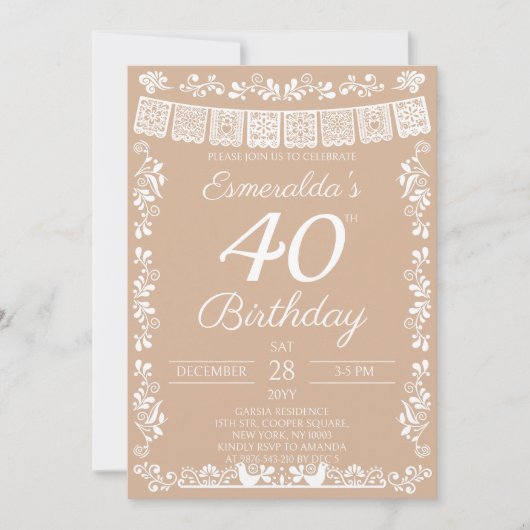 Beige Fiesta 40e Verjaardag Kaart (Voorkant)