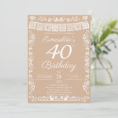 Beige Fiesta 40e Verjaardag Kaart (Staand voorkant)