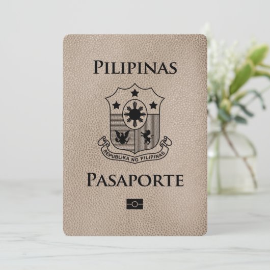 Beige Filipijnen Paspoort Bewaar de datum Save The Date (Staand voorkant)