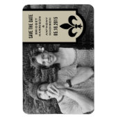 Beige Fleur De Lis Banner bewaart de Datum Magnet Magneet (Verticaal)