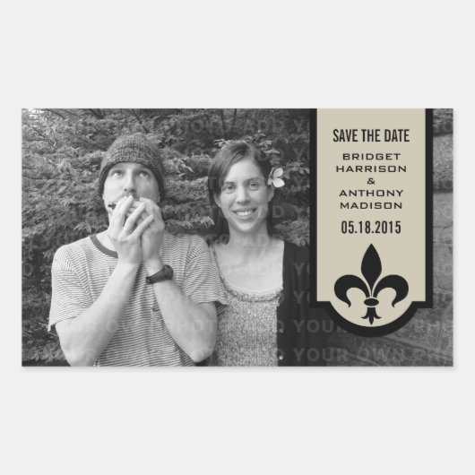 Beige Fleur De Lis Banner sparen de Stickers van d (Voorkant)