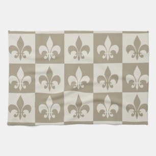Beige Fleur de lis Theedoek