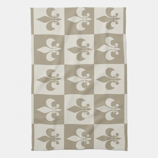 Beige Fleur de lis Theedoek (Verticaal)