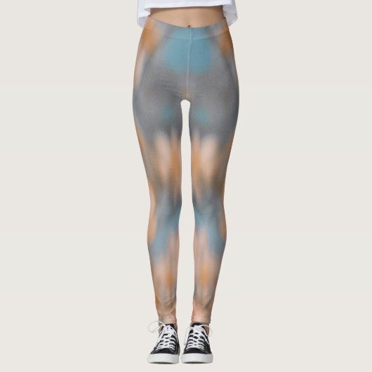Beige Floral Abstract Custom Branded Leggings (Voorkant)