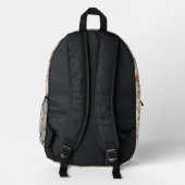 Beige Floral Backpack for Her, Customizable Bedrukte Rugzak (Achterkant)