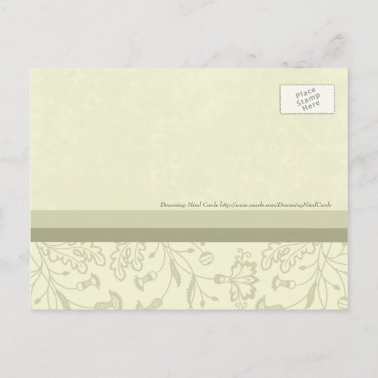 Beige Floral Bewaar de datum bruiloft Briefkaarten (Achterkant)