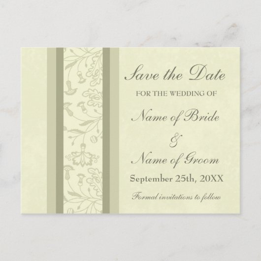 Beige Floral Bewaar de datum bruiloft Briefkaarten (Voorkant)