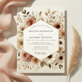 Beige Floral Bloom Wedding Kaart