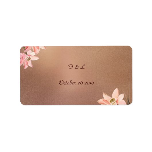 Beige Floral bruiloft label (Voorkant)