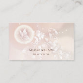 Beige Floral Butterfly Fantasy Visitekaartje (Voorkant)