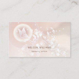 Beige Floral Butterfly Fantasy Visitekaartje