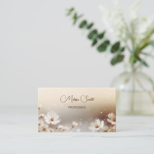 Beige Floral Dreamy Visitekaartje (Staand voorkant)