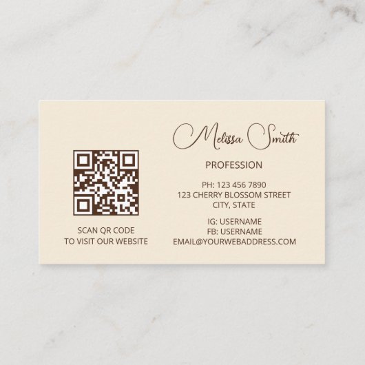 Beige Floral Dreamy Visitekaartje (Achterkant)