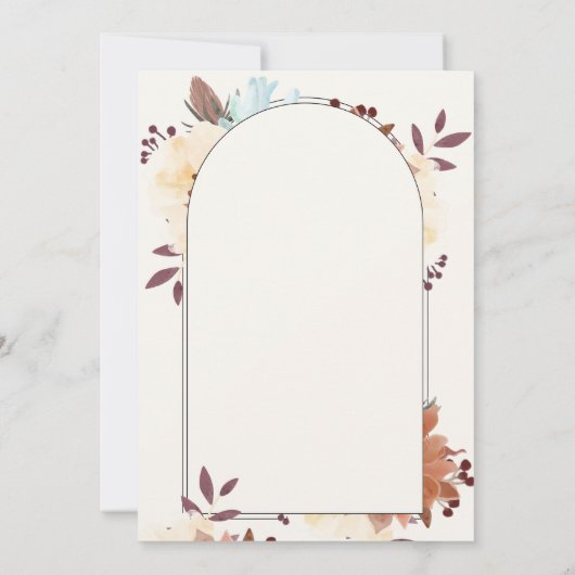 Beige Floral Elegant Save the Date Kaart Invitatio (Achterkant)